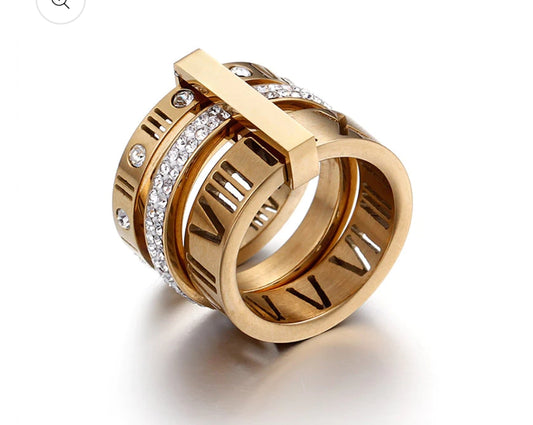 Fedsolife Ring Personalized Multi Ring Ring Roman Letter Trendy Fashion Jewelry Ring