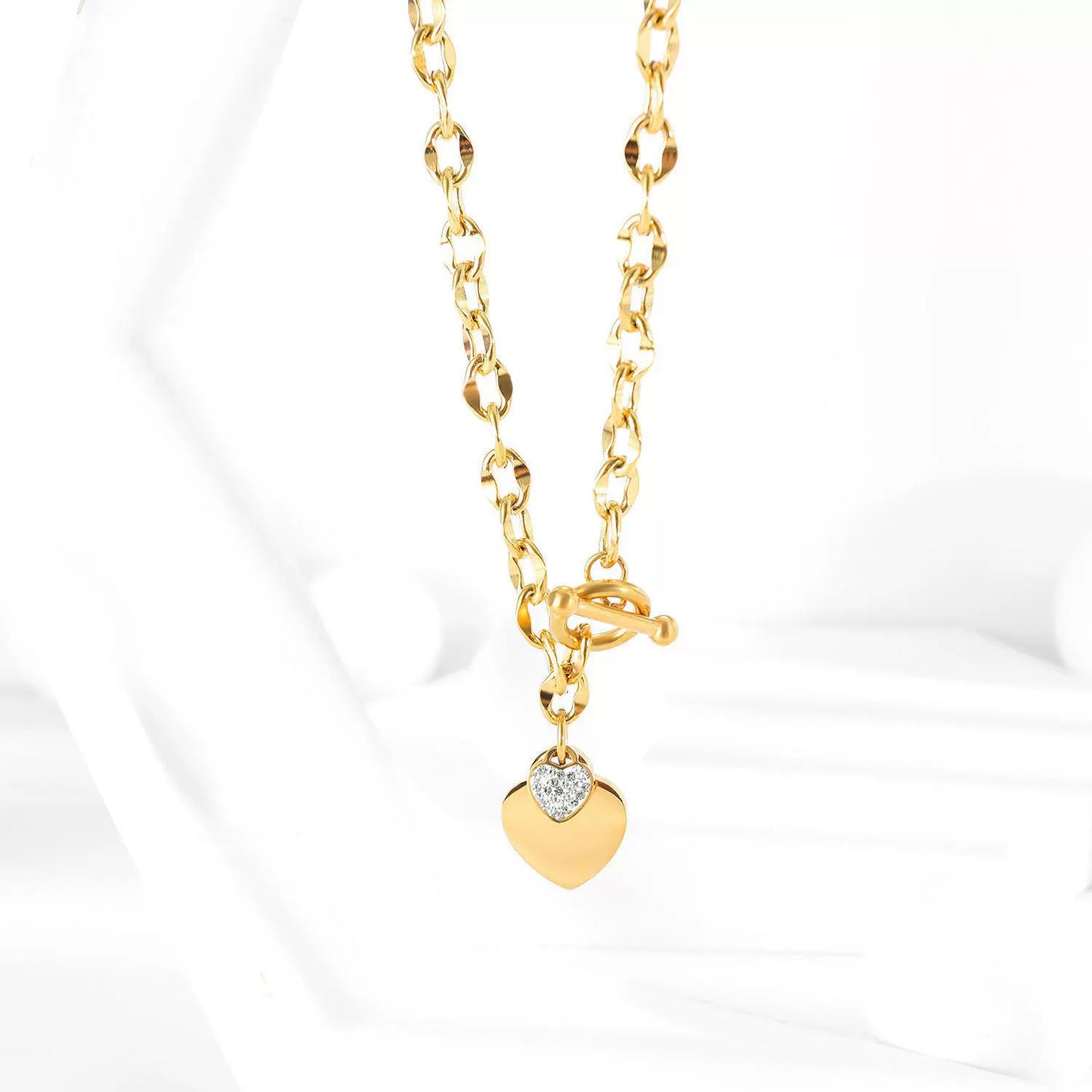 Eternal Love - Engravable Heart - Shaped Pendant Necklace with Zirconia