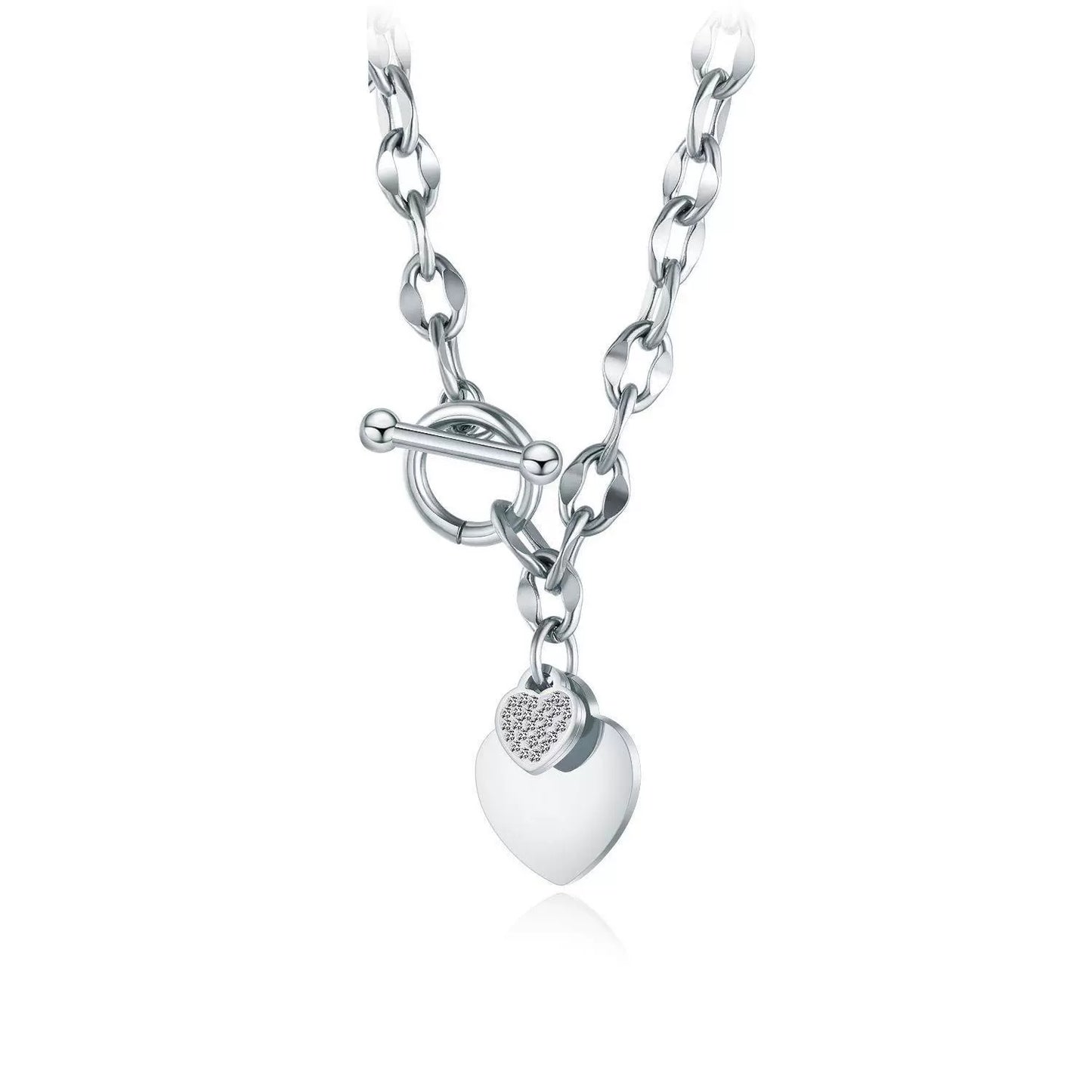 Eternal Love - Engravable Heart - Shaped Pendant Necklace with Zirconia