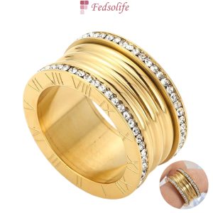 Fedsolife Fashion Ring Women's Accessories Double Diamond Roman Numerals Antique Coin Ring Wedding Ring