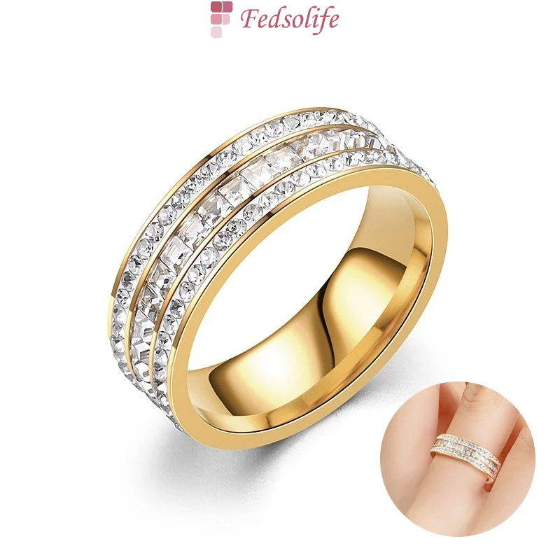 a-30 Fedsolife Fashion Diamond Ring High-End Popular Gypsophila Gold Plated Couple Diamond Ring