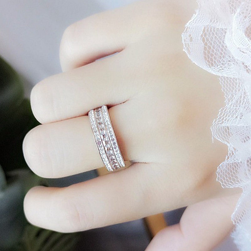 a-31 Fedsolife Fashion Diamond Ring High-End Popular Gypsophila Gold Plated Couple Diamond Ring - Image 2