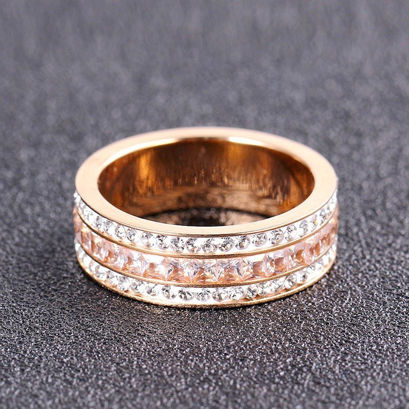 a-32 Fedsolife Fashion Diamond Ring High-End Popular Gypsophila Gold Plated Couple Diamond Ring - Image 3