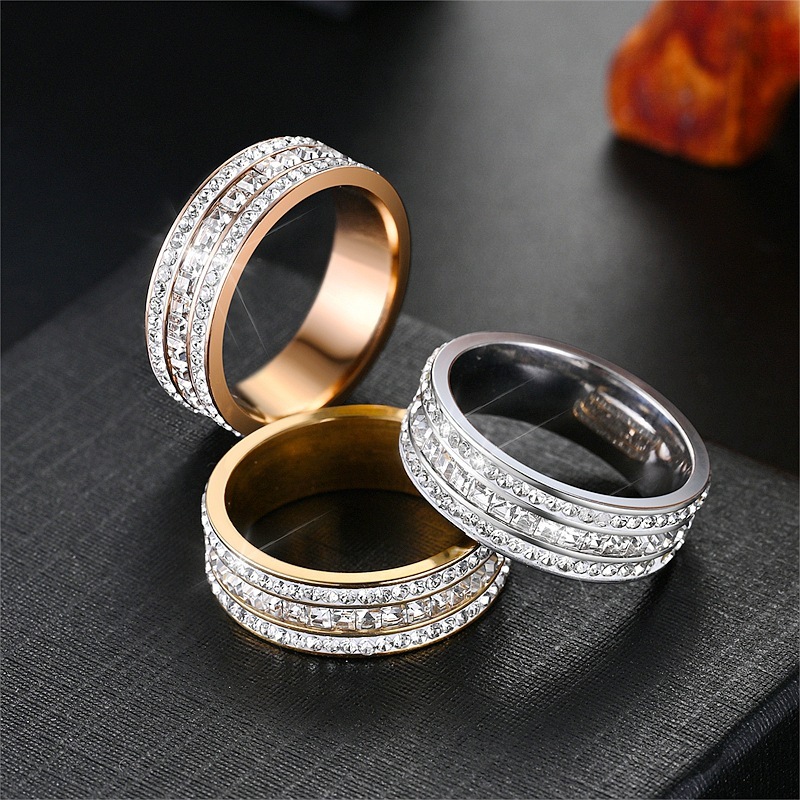 a-34 Fedsolife Fashion Diamond Ring High-End Popular Gypsophila Gold Plated Couple Diamond Ring - Image 5