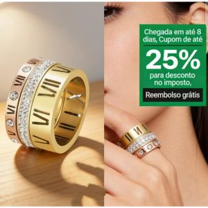 Fedsolife Women's Triple Wedding Accessories Unique Multi-Roman Letters Fashion Rings Stainless Steel