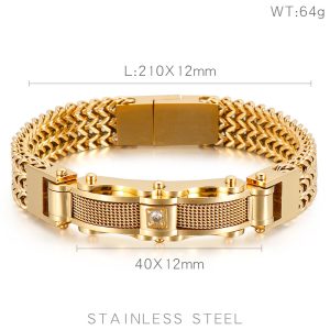 fedsolife men trendy bracelet, gold plated titanium steel diamond inlaid creative fashion bracelet