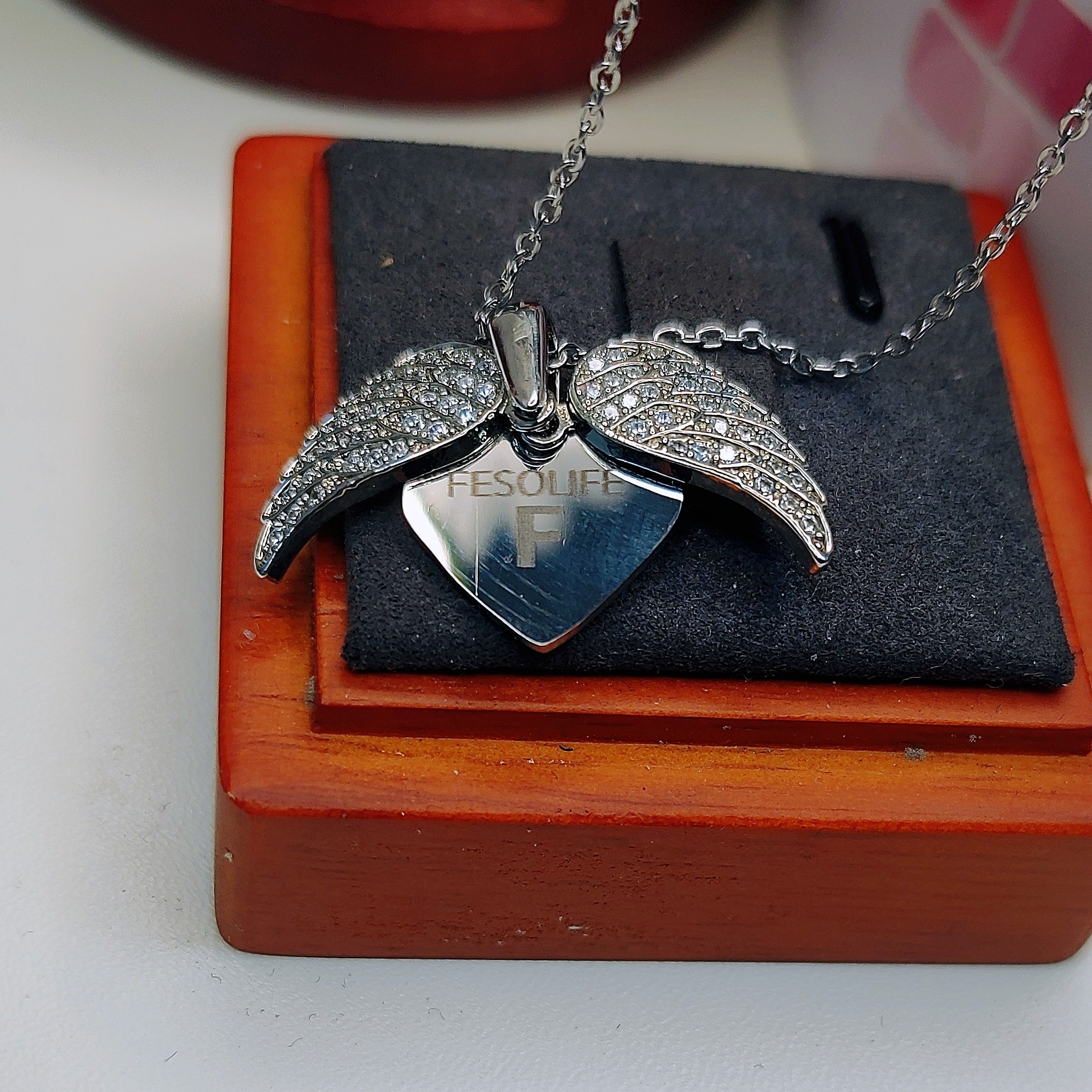 fedsolife fashion necklace custom letter pendant, gold plated titanium steel simple love wings fedsolife fashion necklace custom letter pendant, gold plated titanium steel simple love wings
